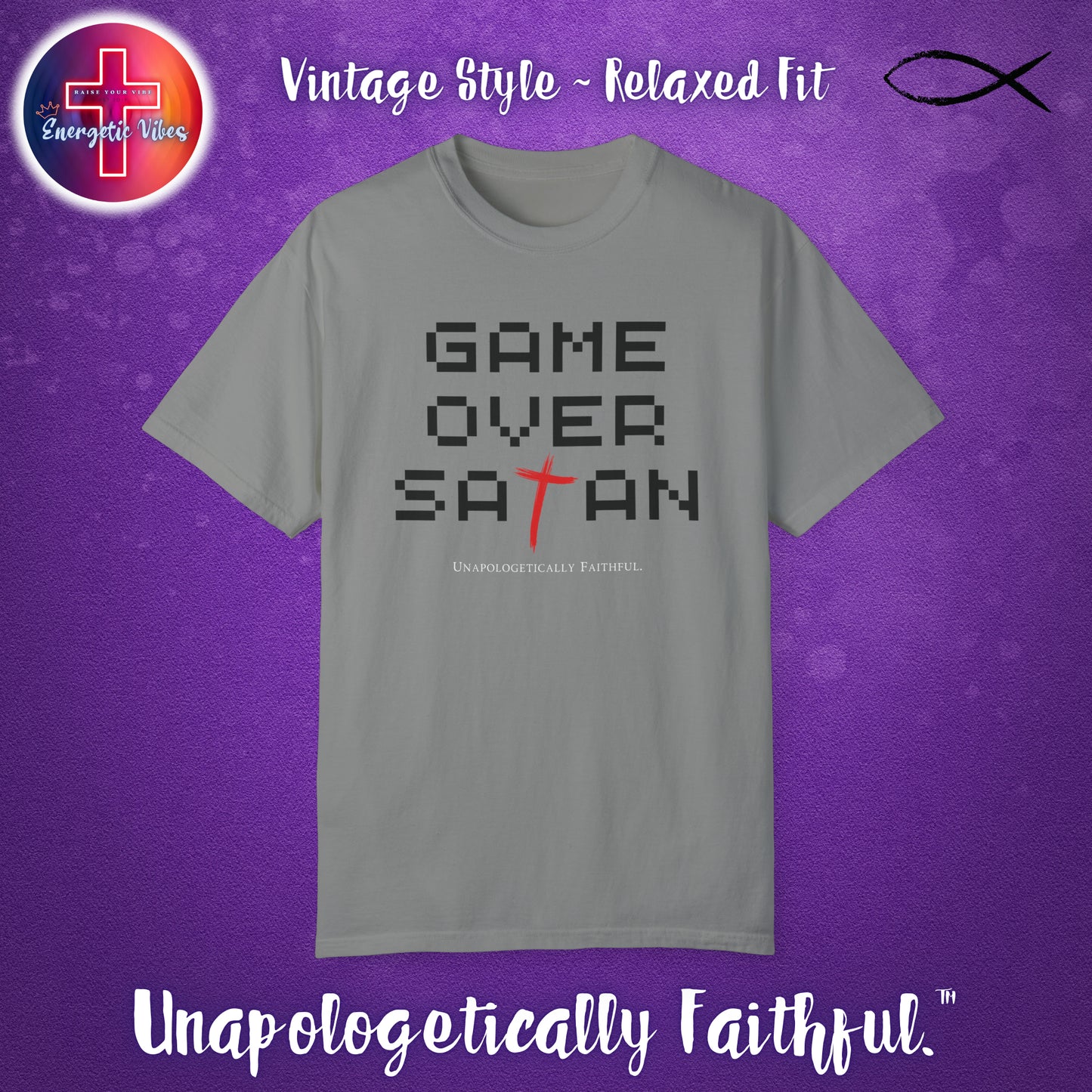 Game Over Satan Unisex Christian T-Shirt | Vintage Style Relaxed Tee