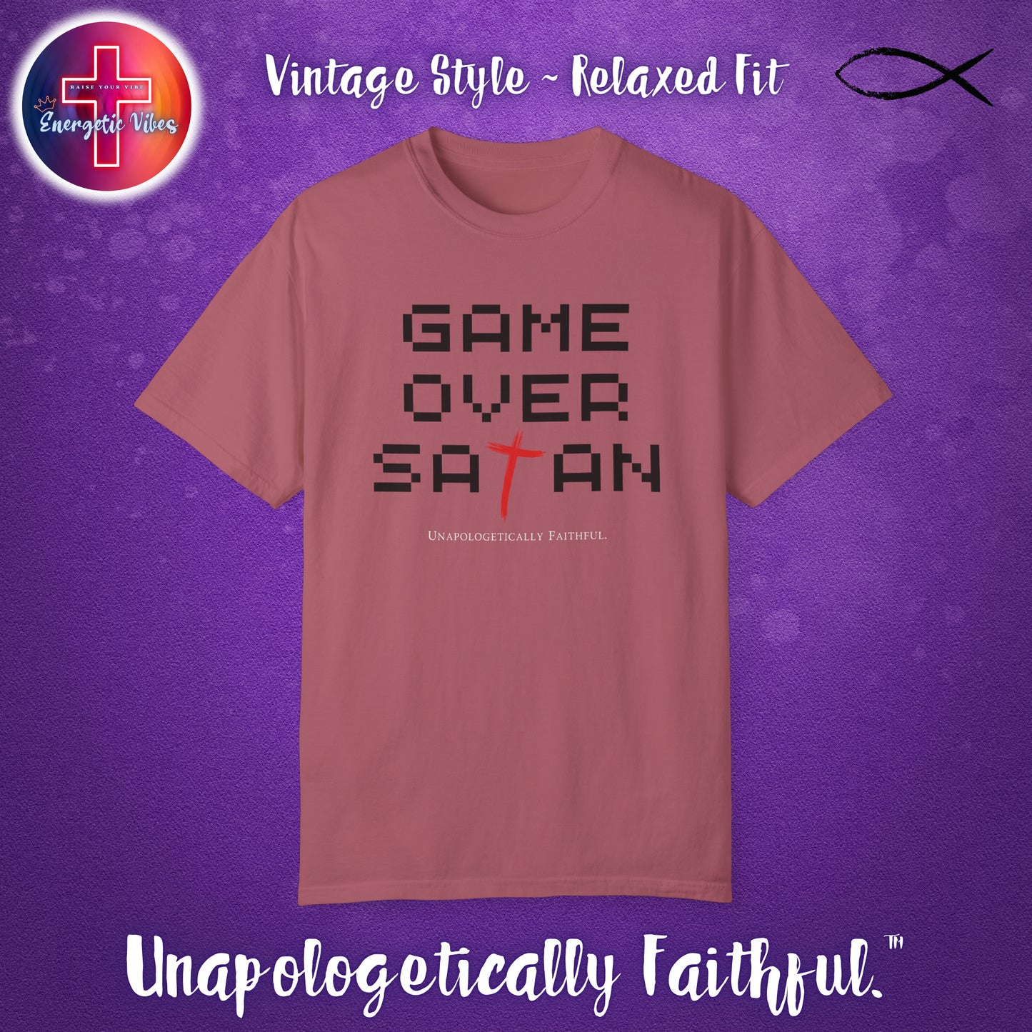 Game Over Satan Unisex Christian T-Shirt | Vintage Style Relaxed Tee