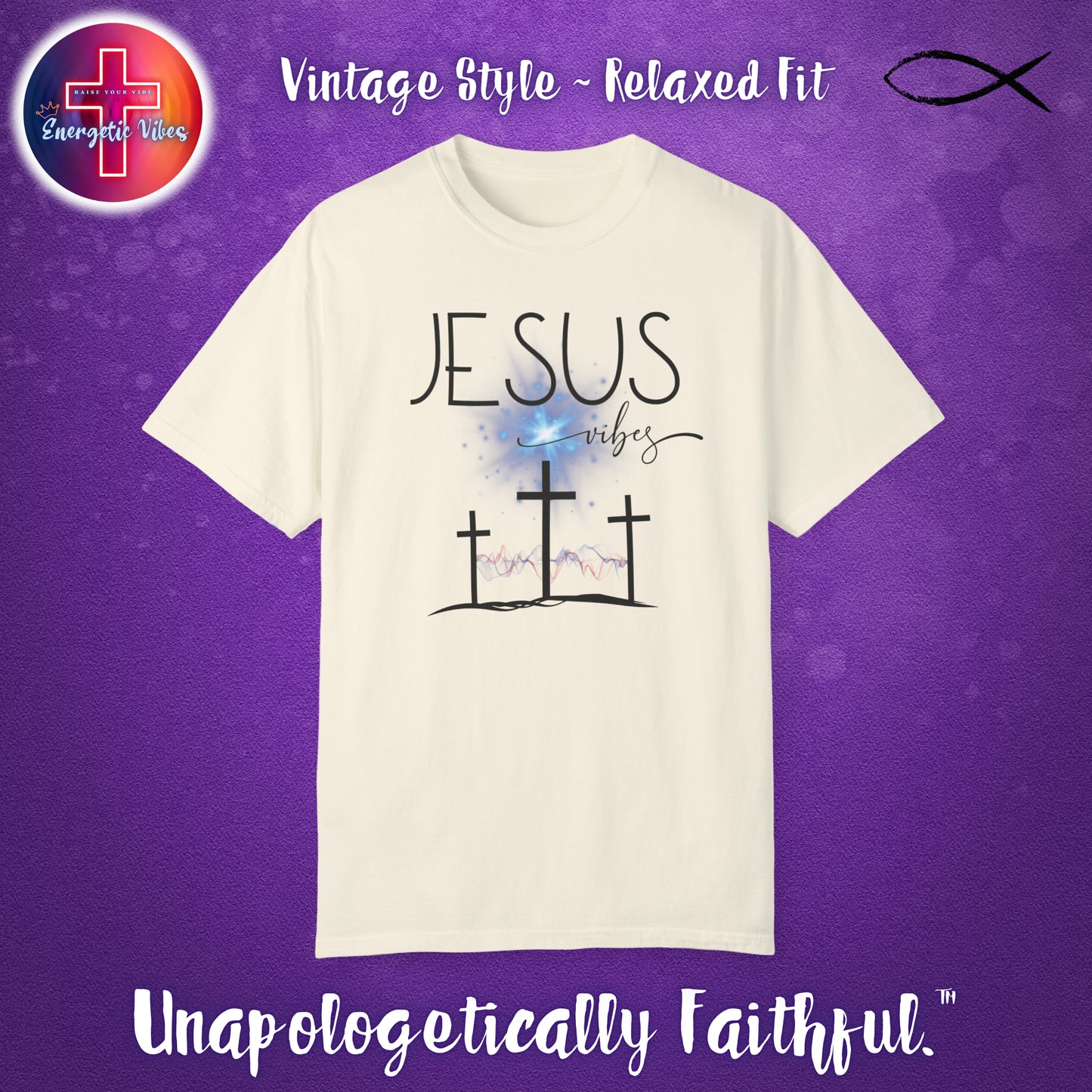 Jesus Vibes Unisex Christian T-Shirt | Vintage Style Relaxed Tee