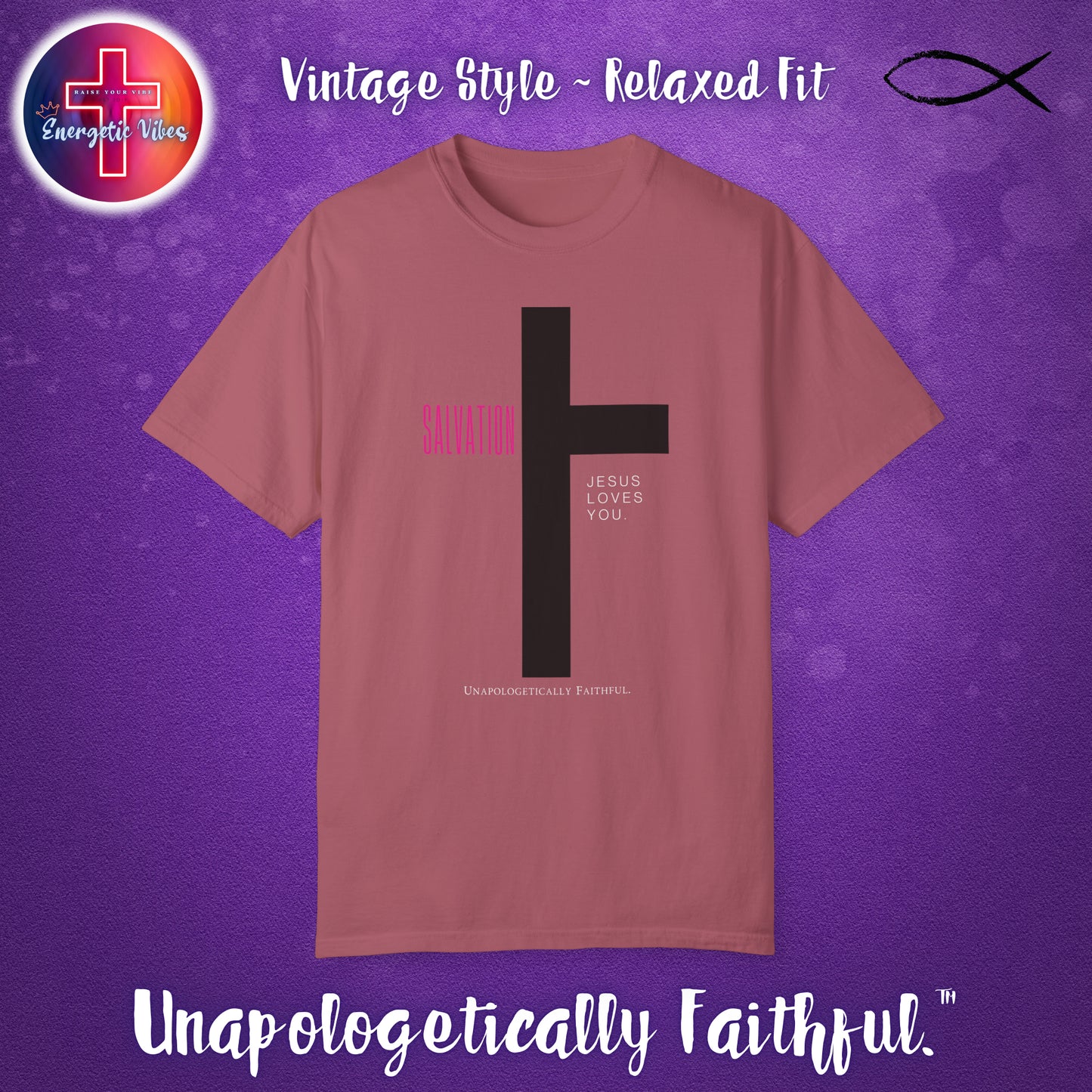 Salvation ~ Jesus Loves You Unisex Christian T-Shirt | Vintage Style Relaxed Tee