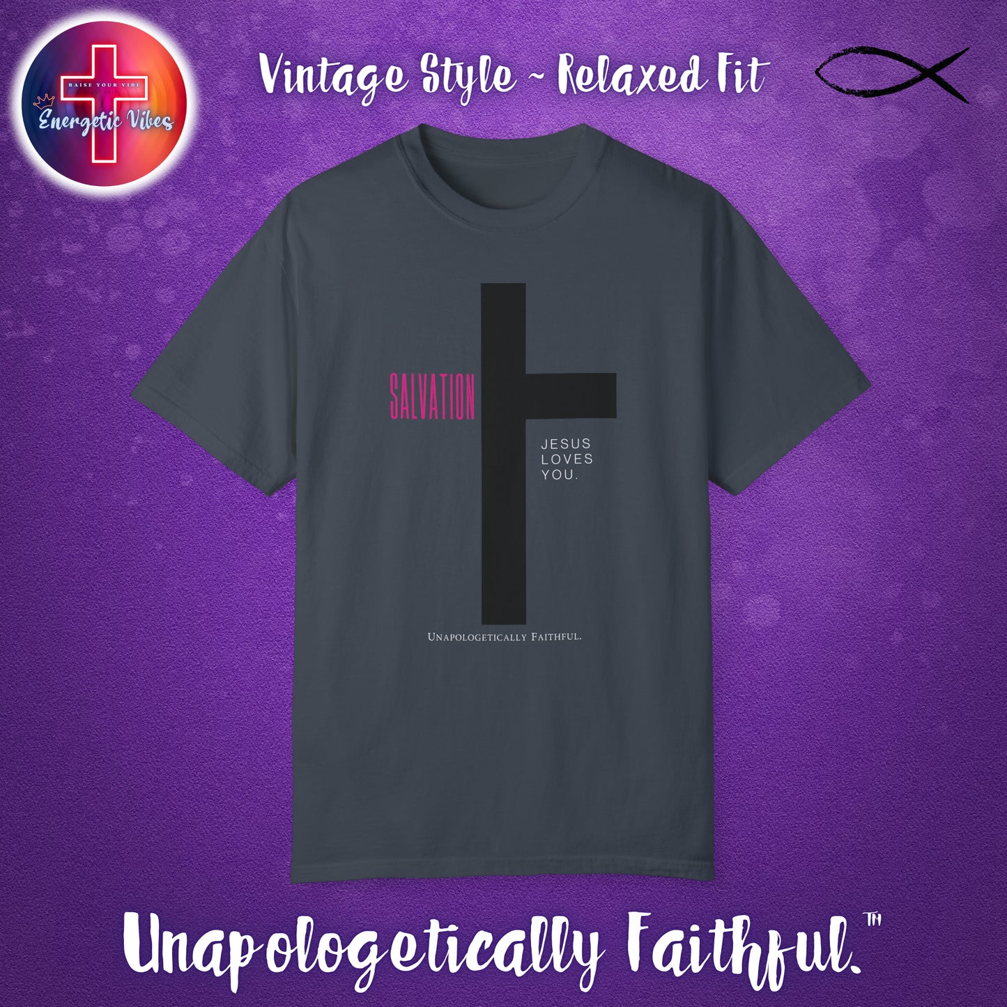 Salvation ~ Jesus Loves You Unisex Christian T-Shirt | Vintage Style Relaxed Tee