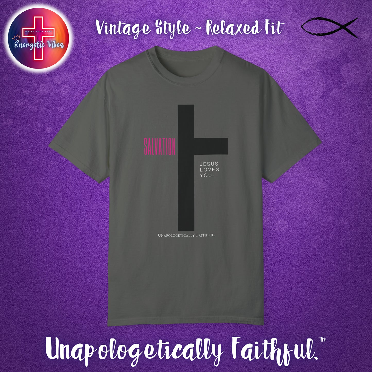 Salvation ~ Jesus Loves You Unisex Christian T-Shirt | Vintage Style Relaxed Tee