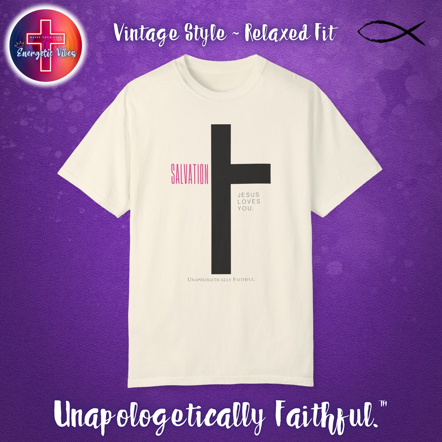 Salvation ~ Jesus Loves You Unisex Christian T-Shirt | Vintage Style Relaxed Tee