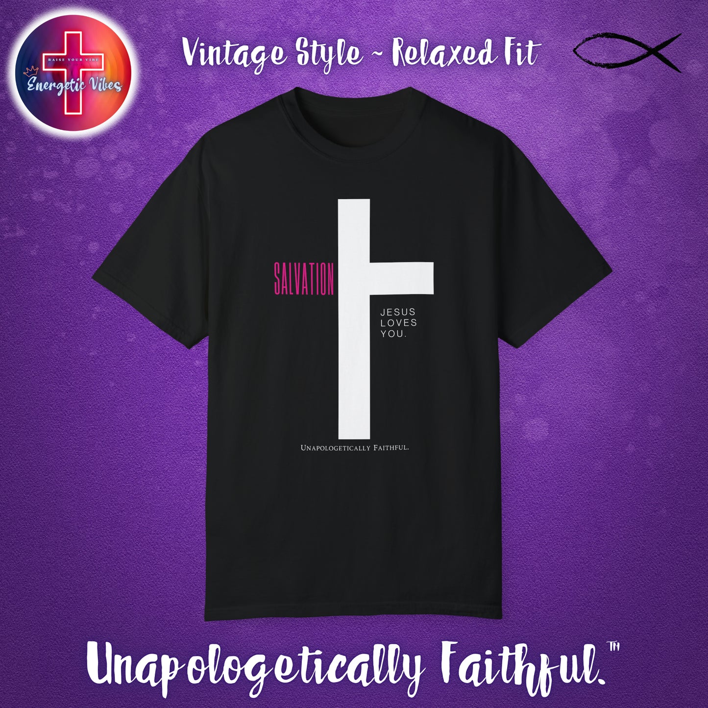 Salvation ~ Jesus Loves You Unisex Christian T-Shirt | Vintage Style Relaxed Tee