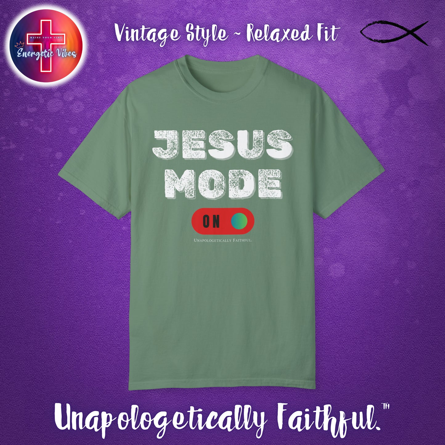 Jesus Mode ON Unisex Christian T-Shirt | Vintage Style Relaxed Tee