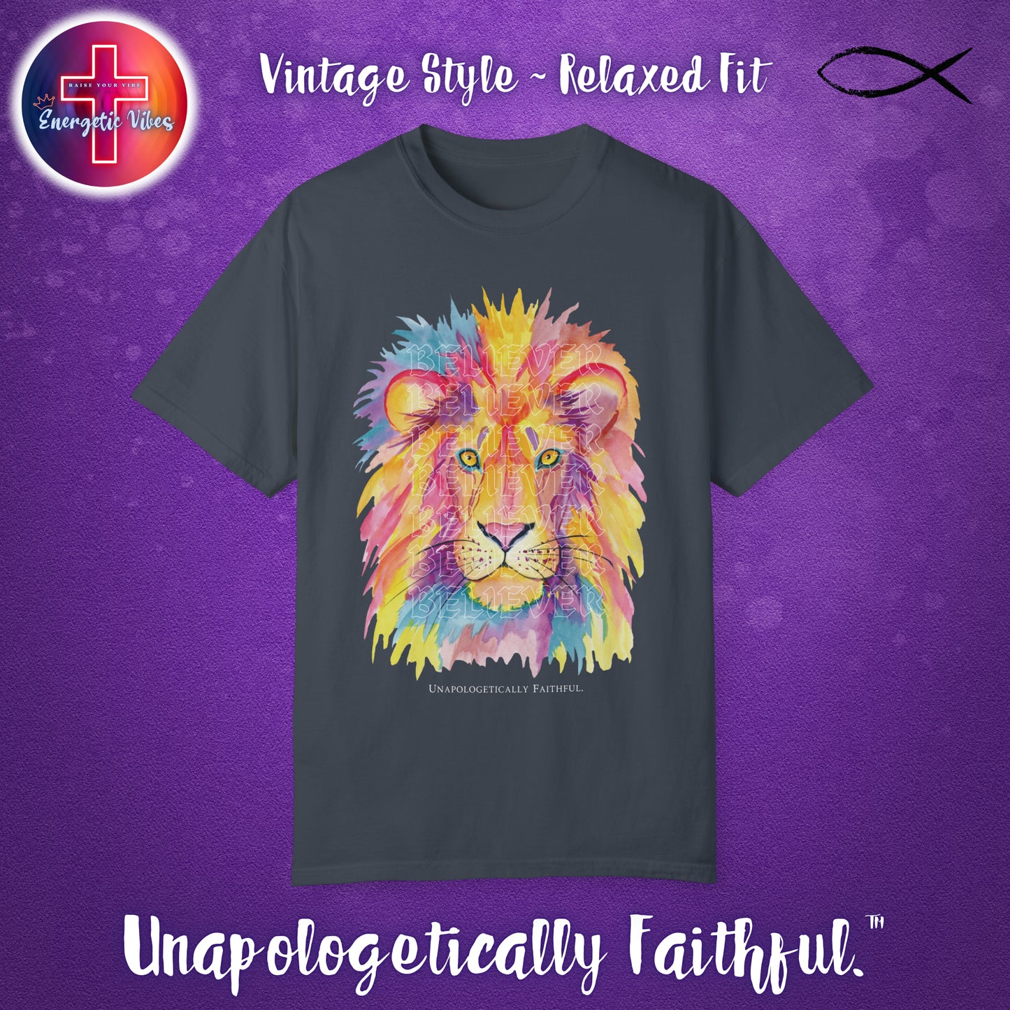 Judah Lion, Believer Unisex Christian T-Shirt | Vintage Style Relaxed Tee