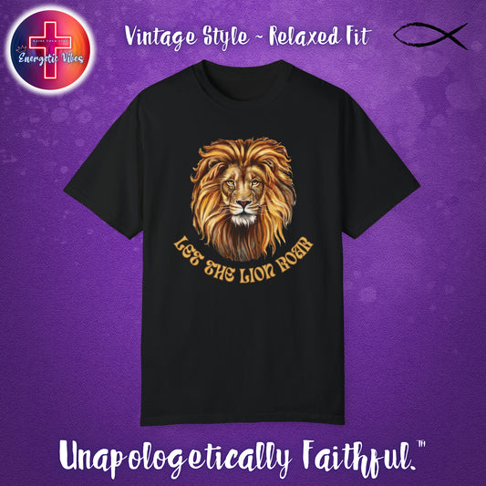Let The Lion Roar ~ Golden Unisex Christian T-Shirt | Vintage Style Relaxed Tee