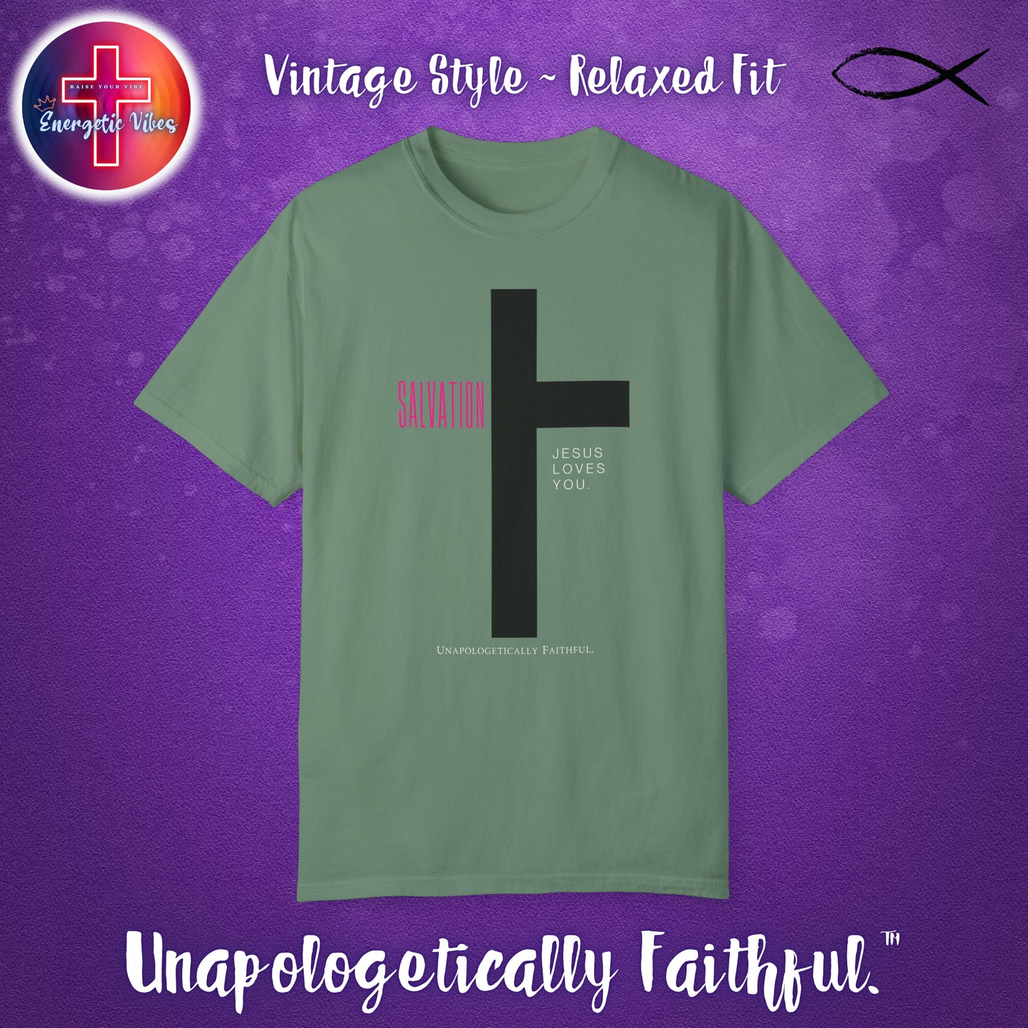 Salvation ~ Jesus Loves You Unisex Christian T-Shirt | Vintage Style Relaxed Tee