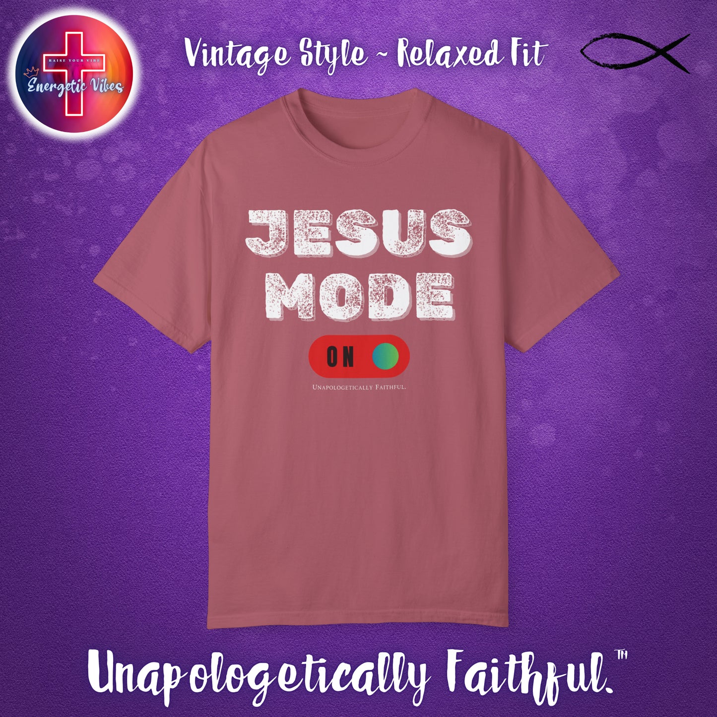 Jesus Mode ON Unisex Christian T-Shirt | Vintage Style Relaxed Tee