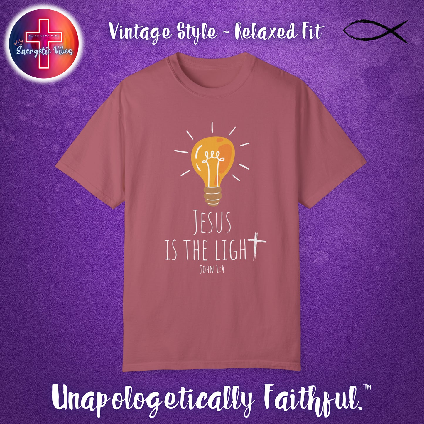 Jesus Is The Light ~ John 1:4 Unisex Christian T-Shirt | Vintage Style Relaxed Tee