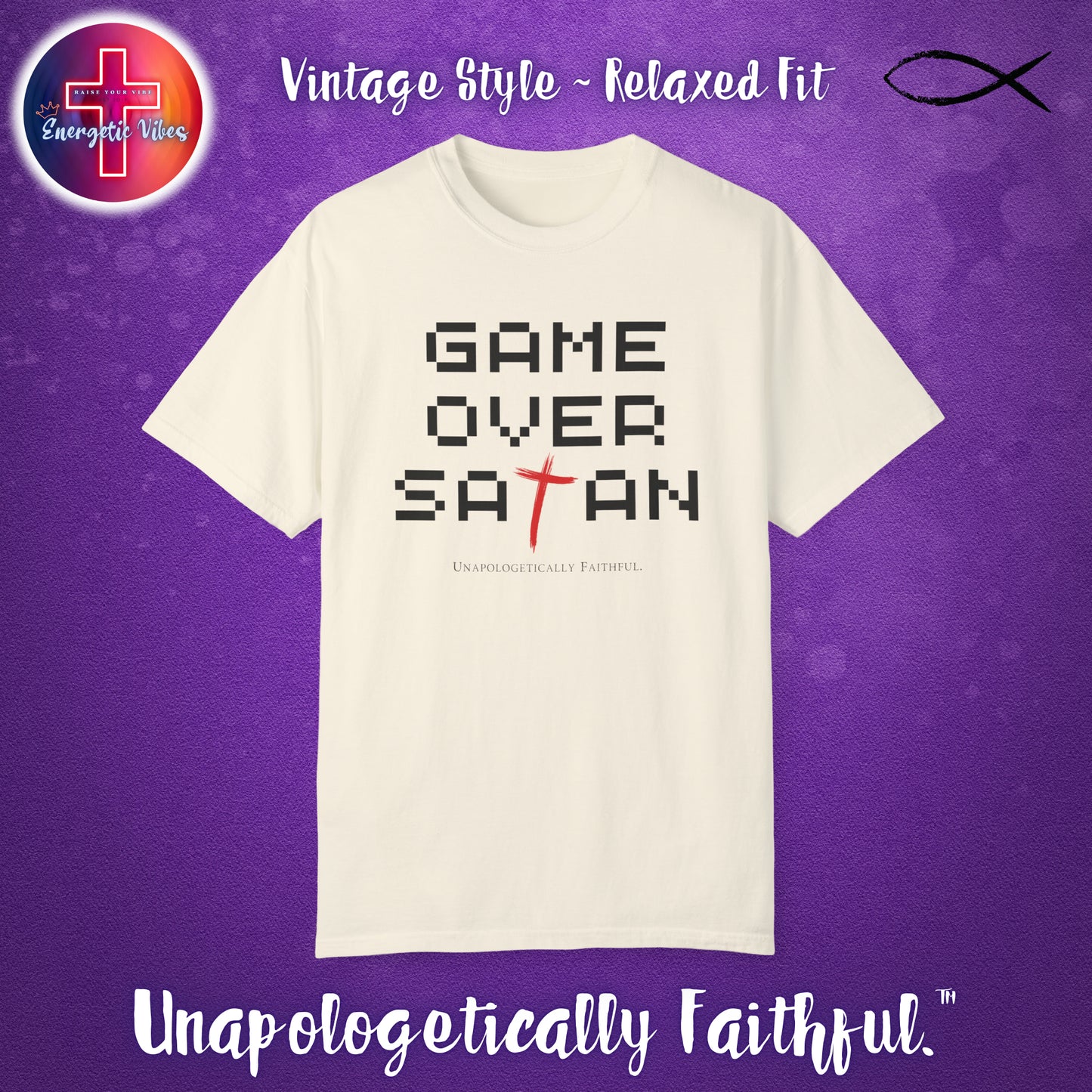 Game Over Satan Unisex Christian T-Shirt | Vintage Style Relaxed Tee