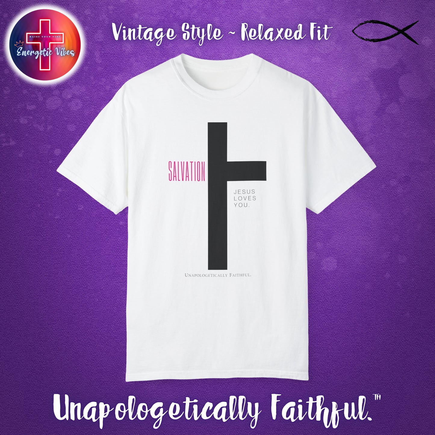 Salvation ~ Jesus Loves You Unisex Christian T-Shirt | Vintage Style Relaxed Tee