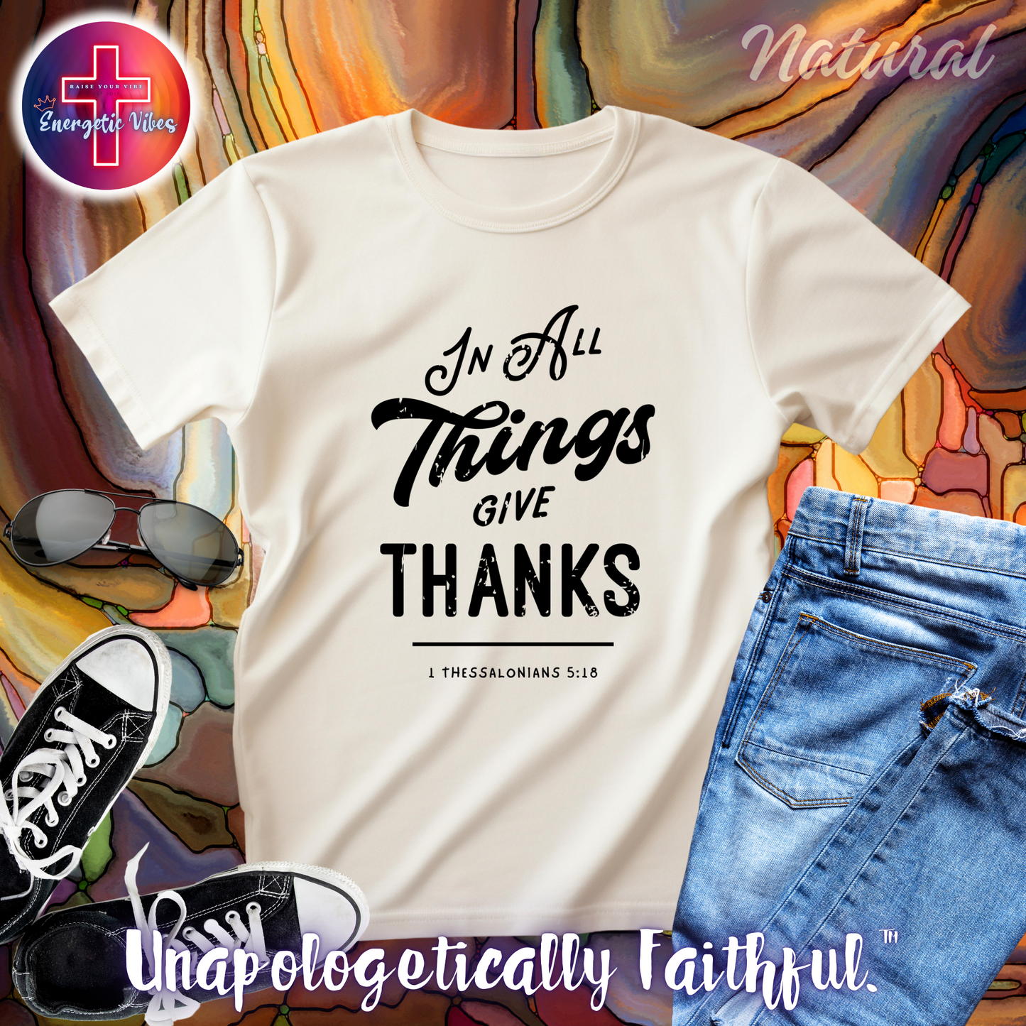 In All Things Give Thanks Unisex Christian T-Shirt | Classic Style Modern Tee