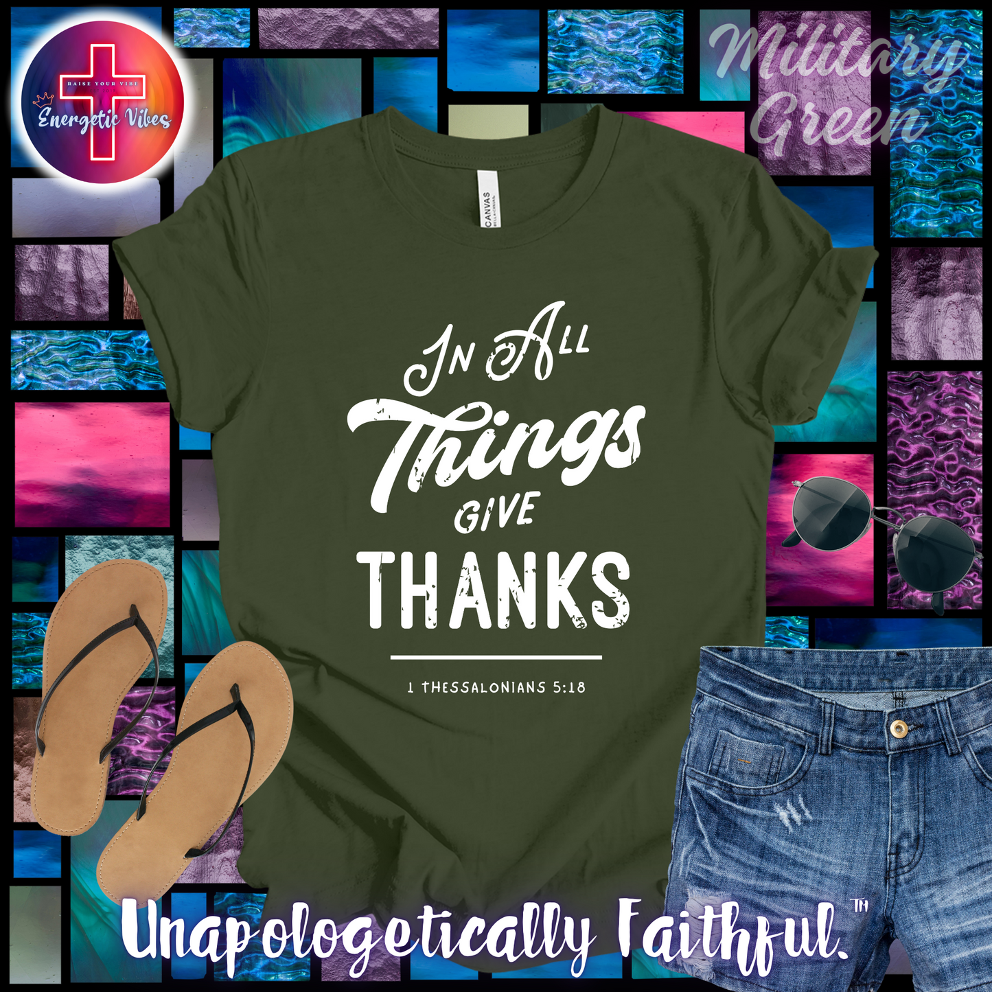 In All Things Give Thanks Unisex Christian T-Shirt | Classic Style Modern Tee