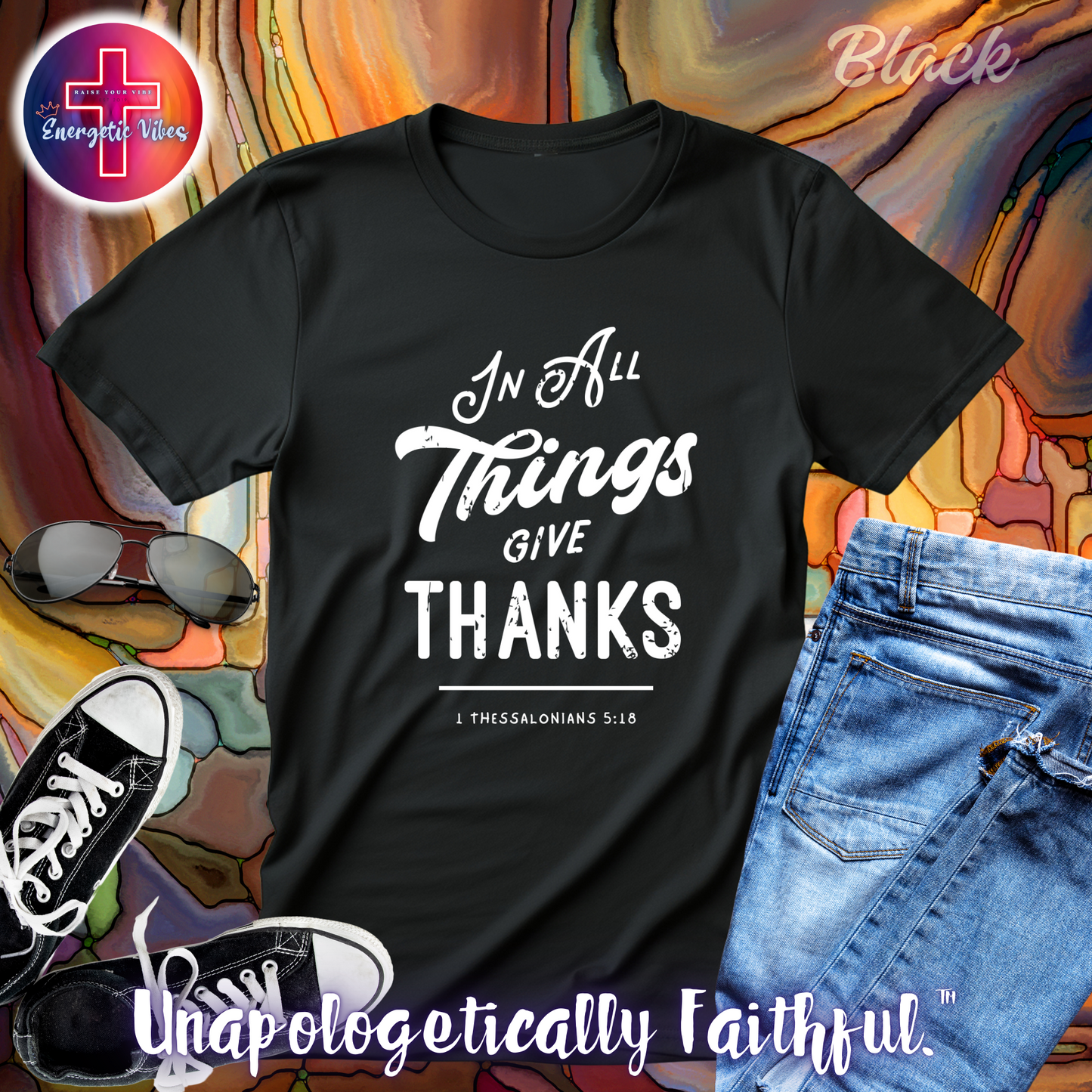 In All Things Give Thanks Unisex Christian T-Shirt | Classic Style Modern Tee