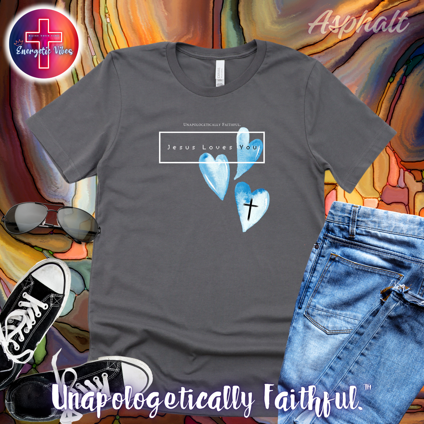 Jesus Loves You ~ Blue Hearts Unisex Christian T-Shirt | Classic Style Modern Tee