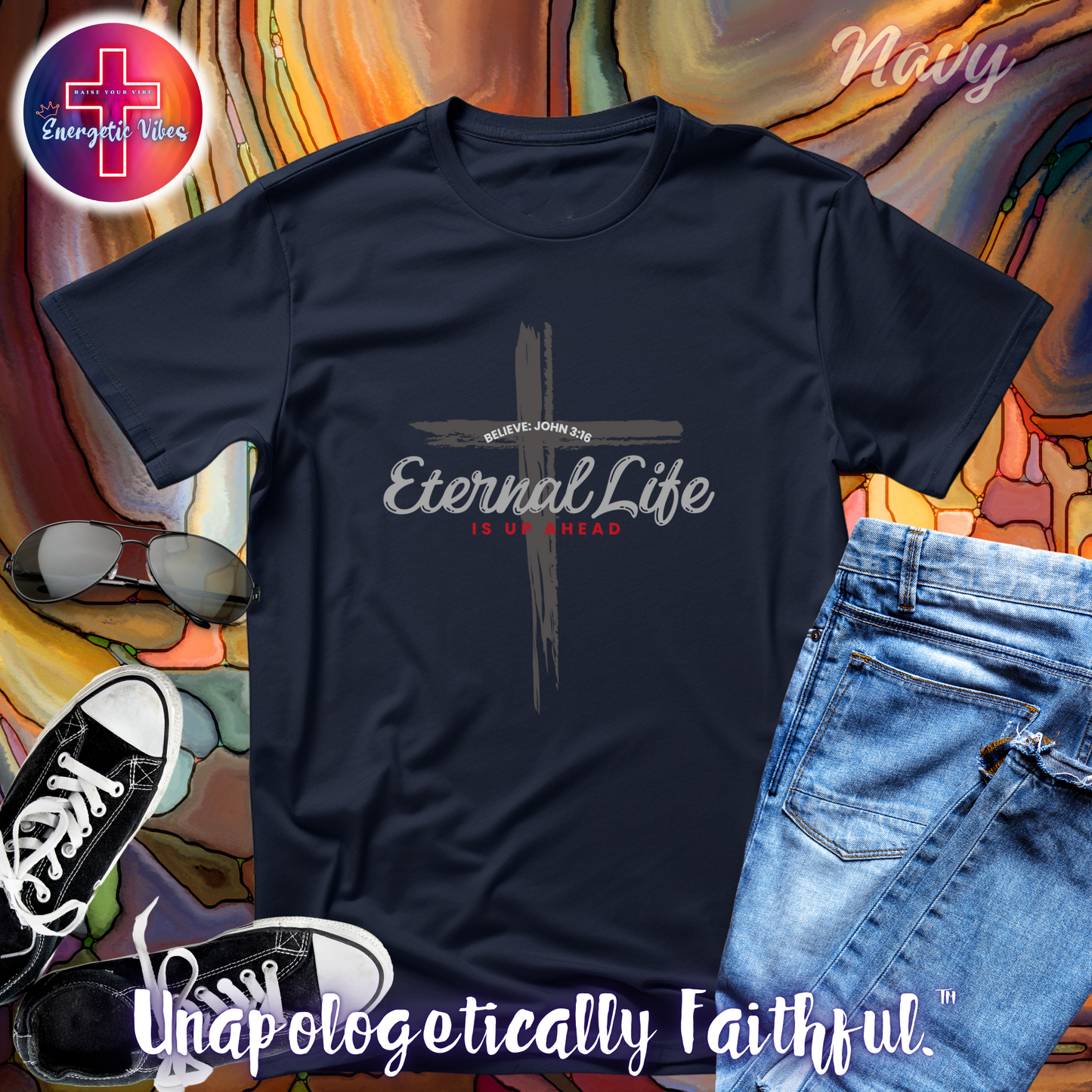 John 3:16 Eternal Life Is Up Ahead Unisex Christian T-Shirt | Classic Style Modern Tee