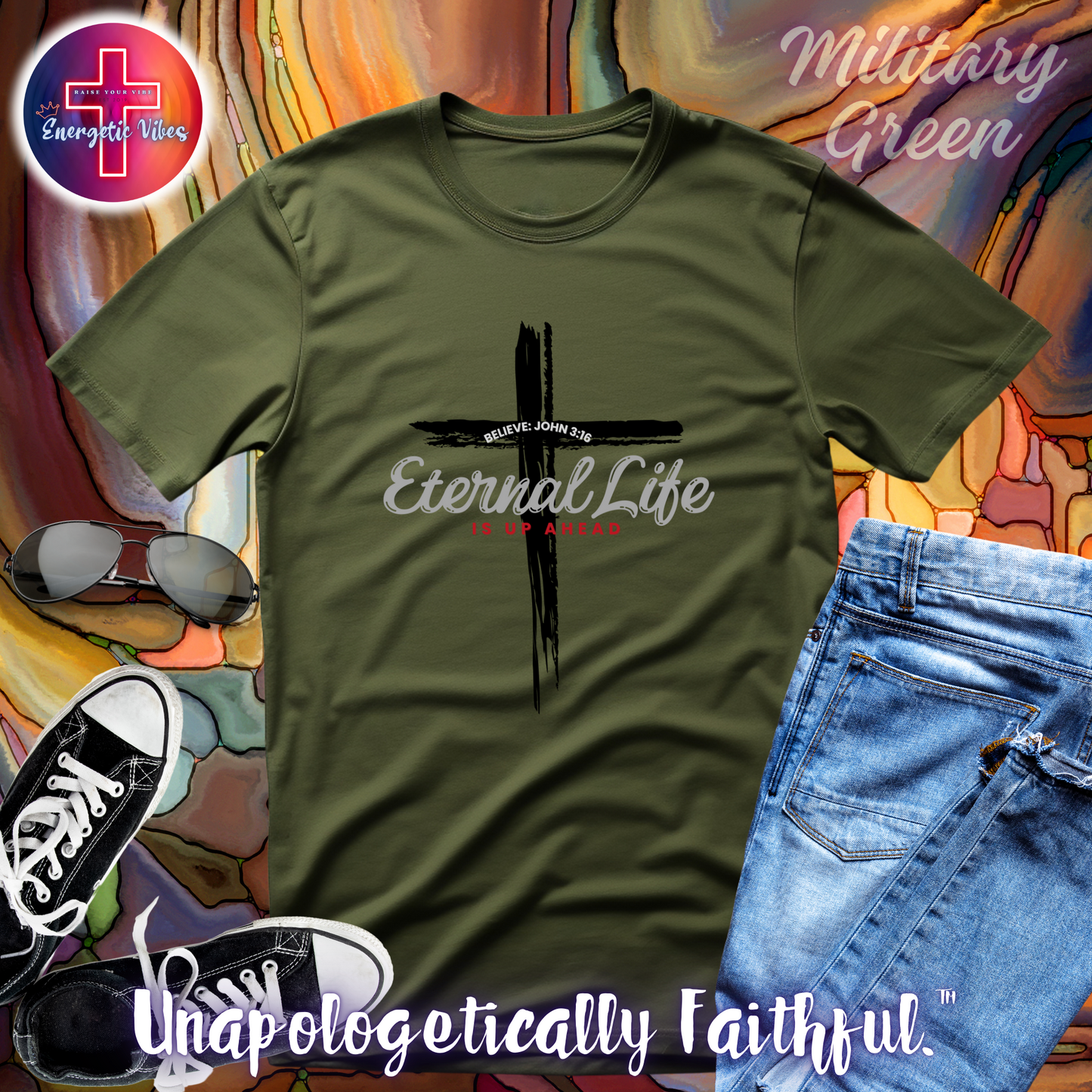 John 3:16 Eternal Life Is Up Ahead Unisex Christian T-Shirt | Classic Style Modern Tee