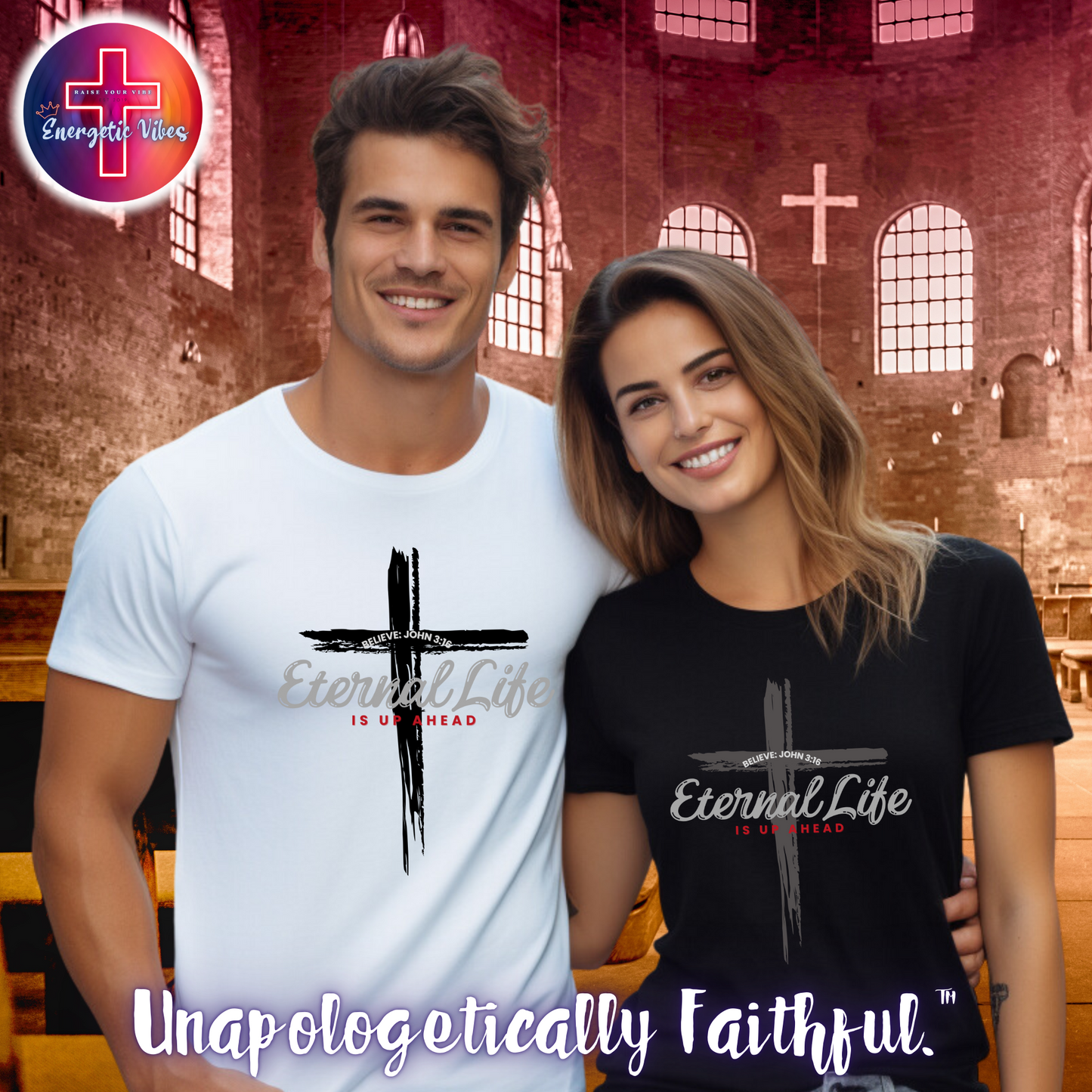 John 3:16 Eternal Life Is Up Ahead Unisex Christian T-Shirt | Classic Style Modern Tee