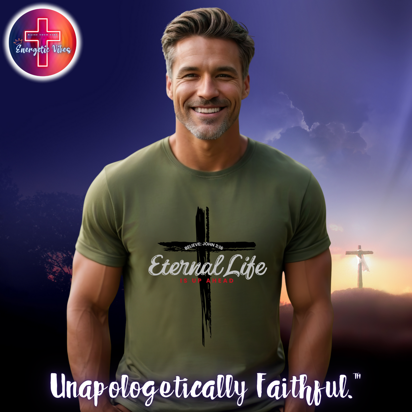 John 3:16 Eternal Life Is Up Ahead Unisex Christian T-Shirt | Classic Style Modern Tee