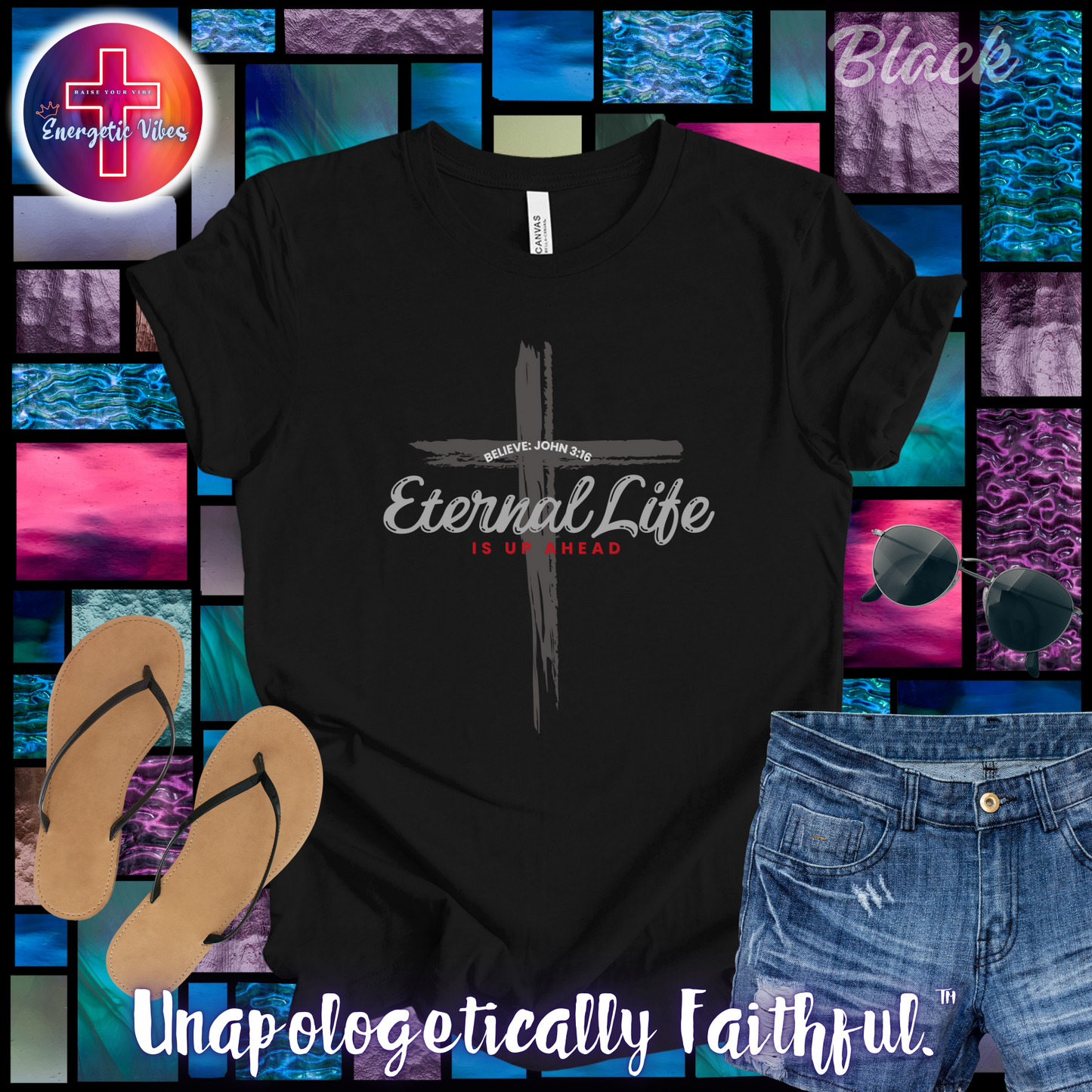 John 3:16 Eternal Life Is Up Ahead Unisex Christian T-Shirt | Classic Style Modern Tee