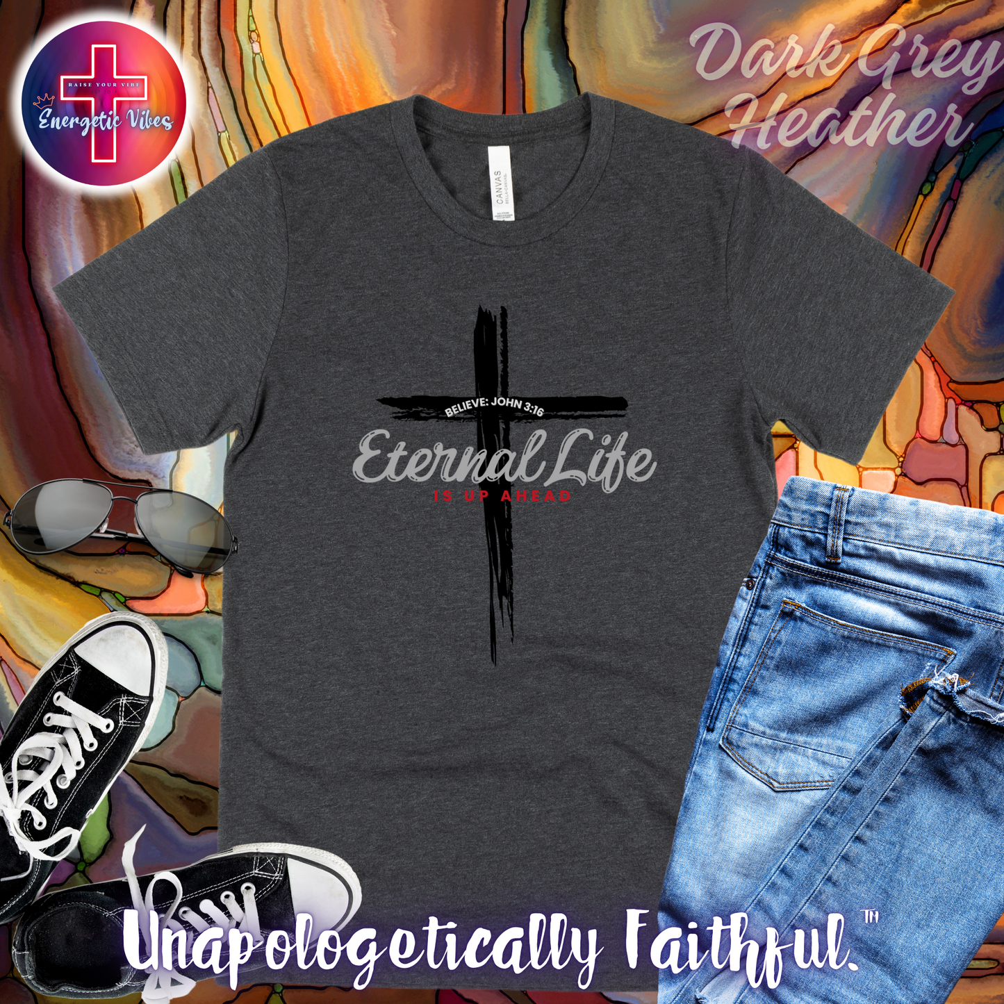 John 3:16 Eternal Life Is Up Ahead Unisex Christian T-Shirt | Classic Style Modern Tee