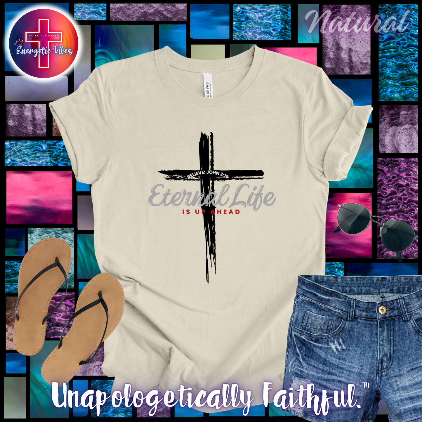 John 3:16 Eternal Life Is Up Ahead Unisex Christian T-Shirt | Classic Style Modern Tee