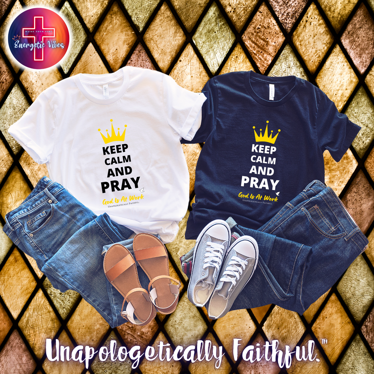 Keep Calm and Pray, God is at Work Unisex Christian T-Shirt | Classic Style Modern Tee