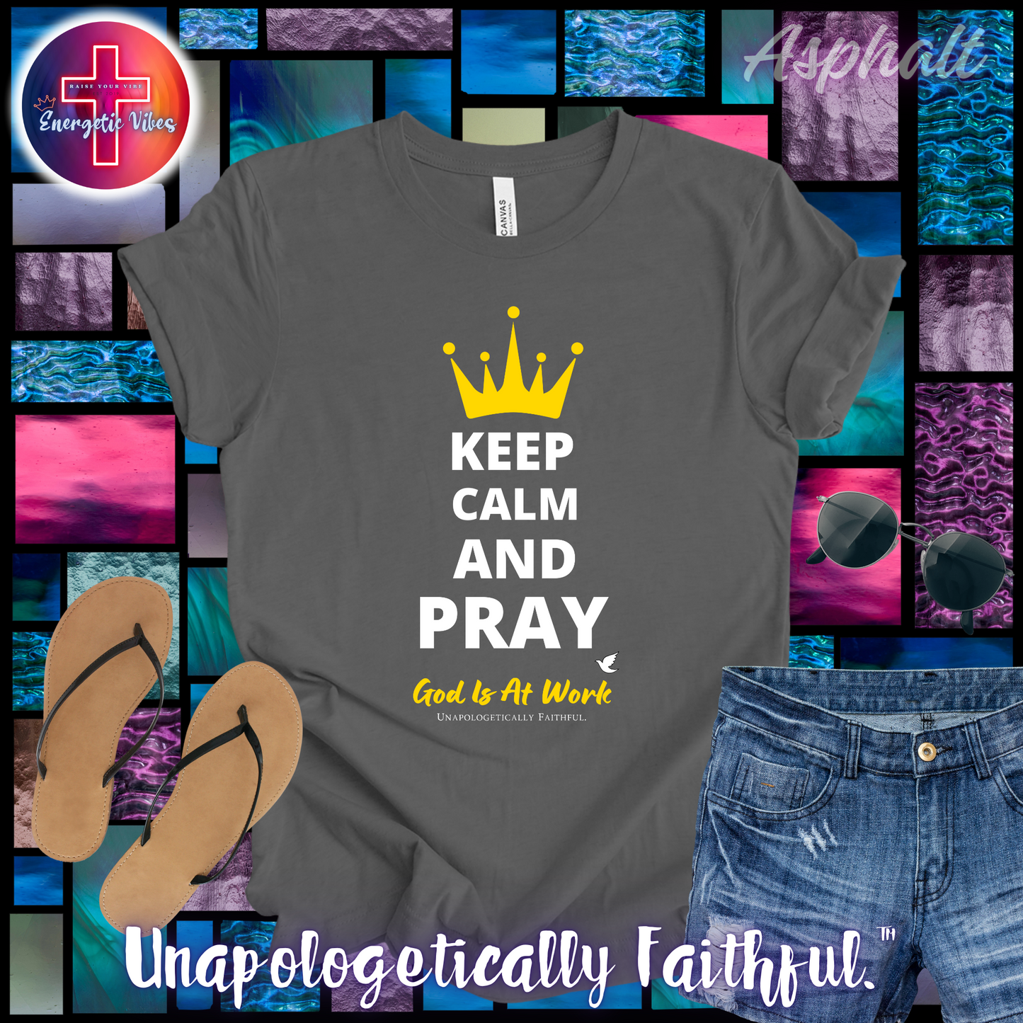 Keep Calm and Pray, God is at Work Unisex Christian T-Shirt | Classic Style Modern Tee