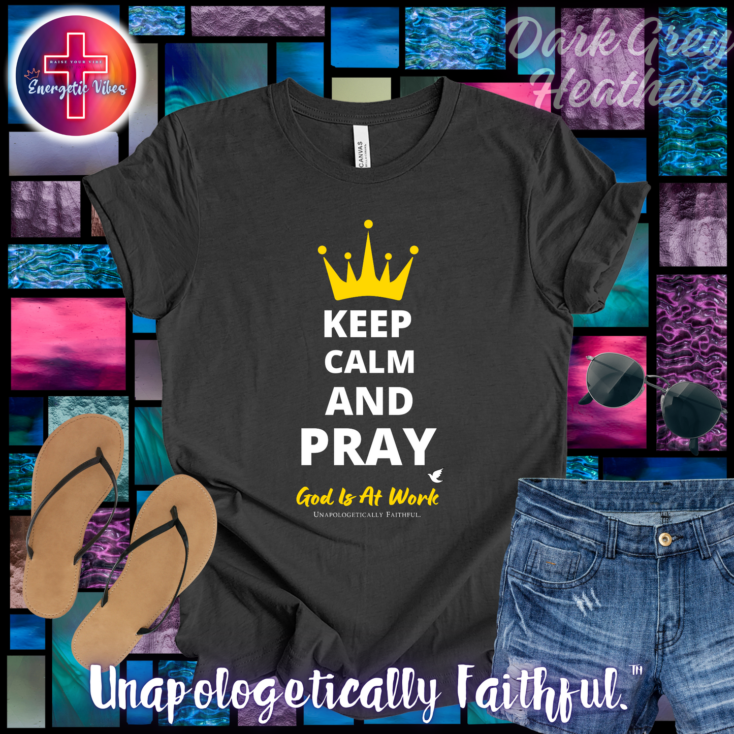 Keep Calm and Pray, God is at Work Unisex Christian T-Shirt | Classic Style Modern Tee