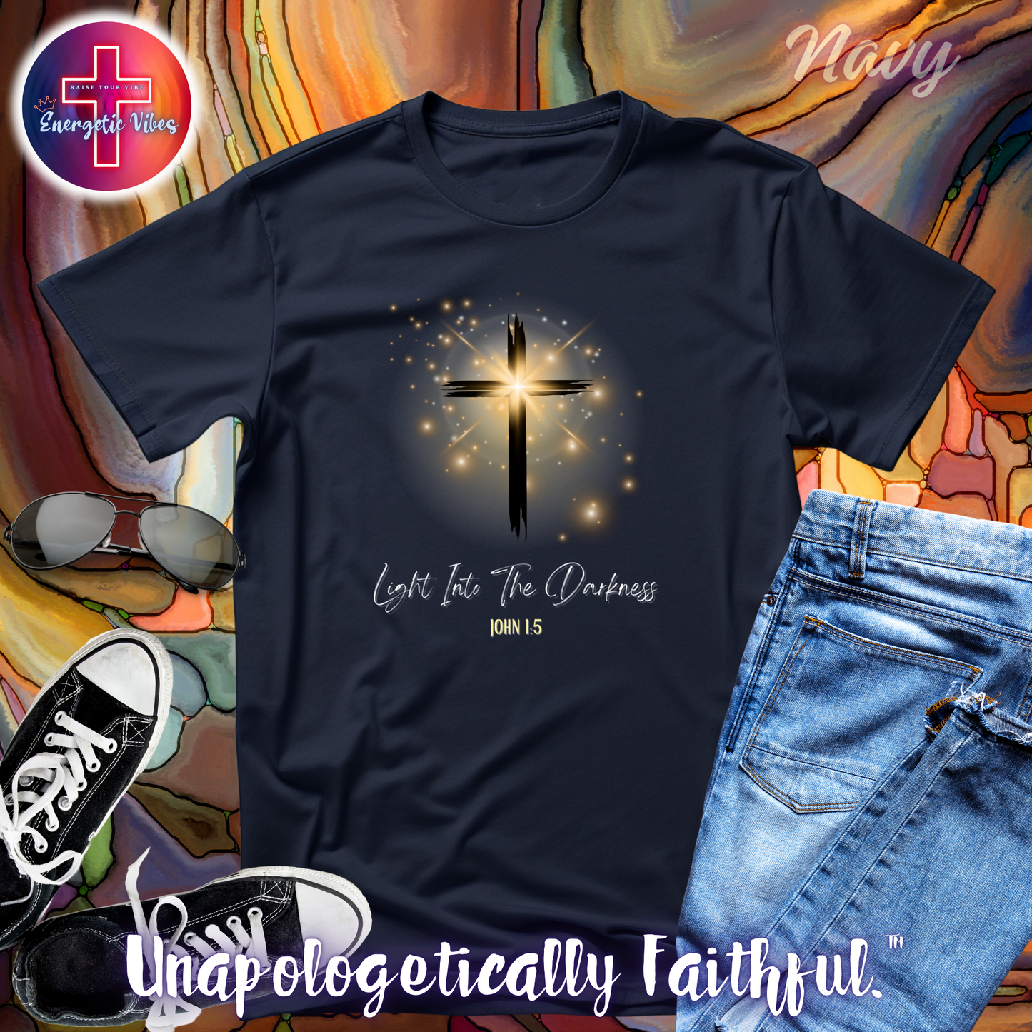 Light Into The Darkness ~ John 1:5 Unisex Christian T-Shirt | Classic Style Modern Tee