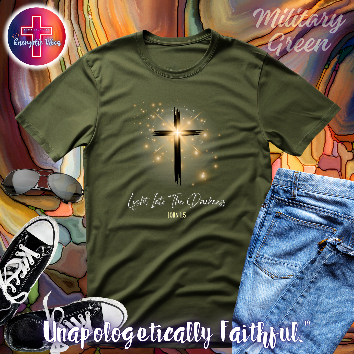 Light Into The Darkness ~ John 1:5 Unisex Christian T-Shirt | Classic Style Modern Tee