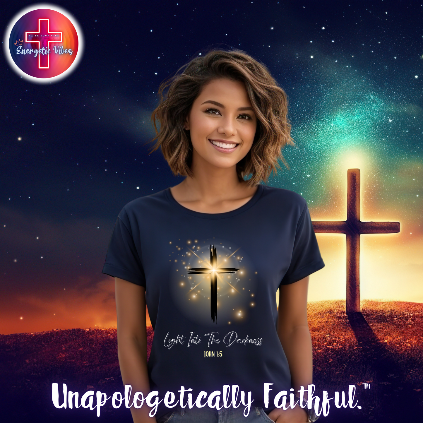 Light Into The Darkness ~ John 1:5 Unisex Christian T-Shirt | Classic Style Modern Tee